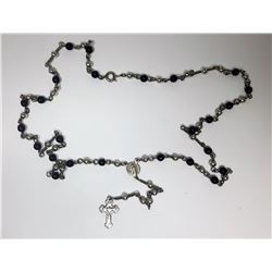 9)  BLACK & SILVER TONE BEAD ROSARY