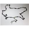 Image 1 : 9)  BLACK & SILVER TONE BEAD ROSARY