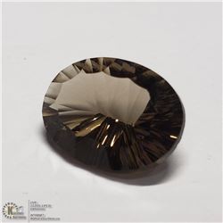 80) SMOKY QUARTZ, OPTIC CUT, OVAL, APPROX 8 CTS