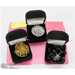 LOT OF 3 NEW EXOTIC RINGS.