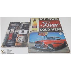 LOT OF 3 NEW METAL MANCAVE SIGNS.