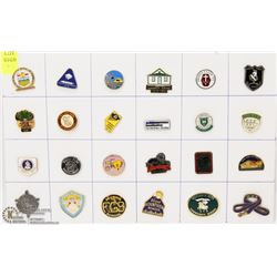 SHEET OF 24 ASSORTED SCHOOL PINS