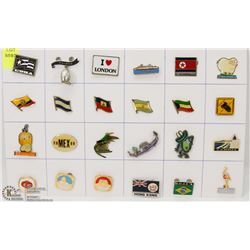 SHEET OF 24 WORLD PINS