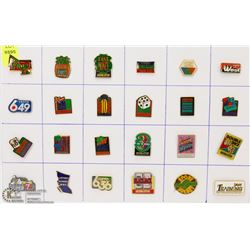 SHEET OF 24 LOTTERIES PINS