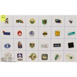 SHEET OF 24 ASSORTED SCHOOL PINS