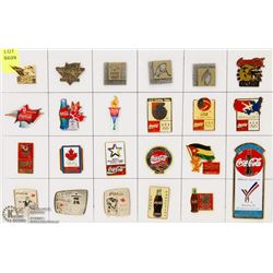 SHEET OF 23 COCA COLA PINS