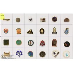 SHEET OF 24 ASSORTED SCHOOL PINS