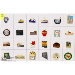SHEET OF 24 USA CITY PINS