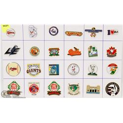 SHEET OF 24 BASEBALL PINS