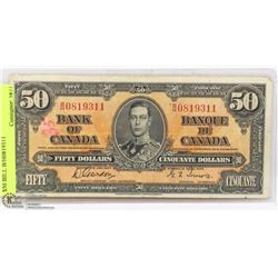 1937 CANADIAN BANK OF CANADA $50 BILL B/H0819311