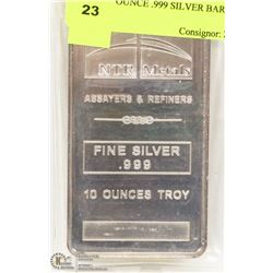 10 TROY OUNCE .999 SILVER BAR