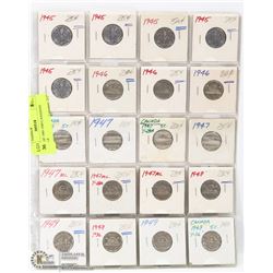 SHEET OF 1945-1949 CANADIAN NICKELS