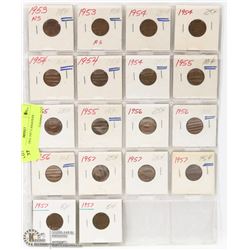 SHEET OF 1953-1957 CANADIAN PENNIES