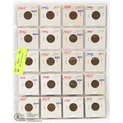 SHEET OF 1945-1949 CANADIAN PENNIES