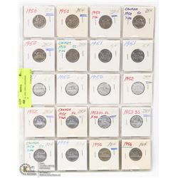 SHEET OF 1950-1956 CANADIAN NICKELS