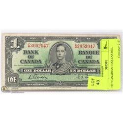 1937 CANADIAN 1 DOLLAR BILL