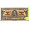 Image 1 : 1937 CANADIAN 50 DOLLAR BILL