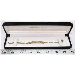 14K GOLD DOUBLE CABLE CHAIN BRACELET WITH ROSE