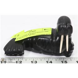 SOAP STONE WALRUS SIGNED 2009 NUNAVUT BY ARTIST,