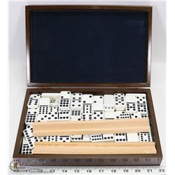 DOMINOES IN WOODEN BOX