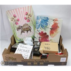 FLAT OF HOME DECOR AND DECORATIVE FANS.