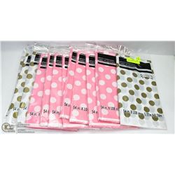 LOT OF 15 ASSORTED PLASTIC TABLE COVERS
