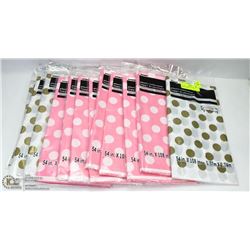 LOT OF 15 ASSORTED PLASTIC TABLE COVERS