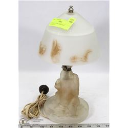 VINTAGE GLASS LAMP WITH SQUIRRELS