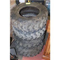 SET OF 4  ASSORTED  ATV TIRES.