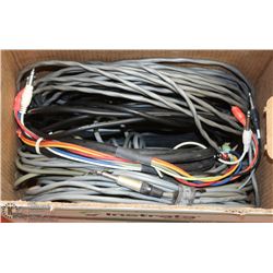 BOX OF ASSORTED DJ /BAND ELECTRICAL CORDS
