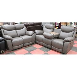 NEW CAMROSE GENUINE GREY LEATHER RECLINING DROP