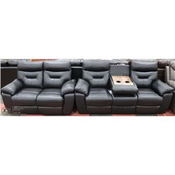 NEW ATHABASCA GENUINE BLACK LEATHER RECLINING DROP
