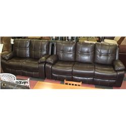 NEW BROWN LEATHERETTE RECLINING 84" SOFA WITH 60"