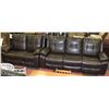 Image 1 : NEW BROWN LEATHERETTE RECLINING 84" SOFA WITH 60"