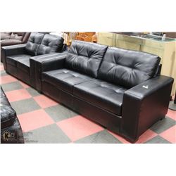 NEW BLACK LEATHERETTE 85" SOFA WITH 61" LOVE SEAT