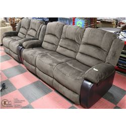 NEW BLANCO RECLINING FABRIC & LEATHERETTE 83" SOFA
