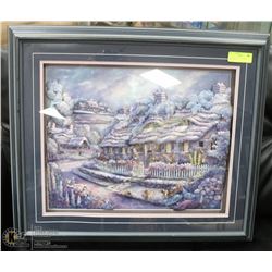 PAPER TOLE WOOD FRAMED PICTURE OF