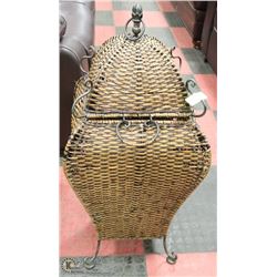 WICKER & METAL DECORATIVE STORAGE BASKET 15X15X33