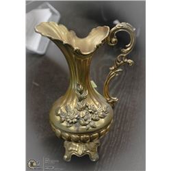 VINTAGE 10" FLORAL DESIGN BRASS PITCHER VASE,MADE