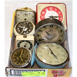FLAT OF 7 ALARM CLOCKS 1930'S - 1950'S