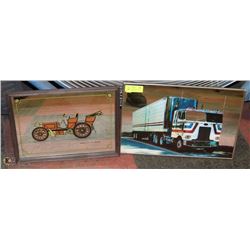 2 VINTAGE MIRRORS SEMI TRUCK 70'S & 1900 MERCEDES