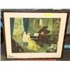 Image 1 : ANTIQUE PRINT OF MOTHER, CHILD AT PIANO