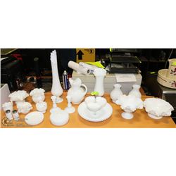 LARGE ESTATE HOBNAIL MILK GLASS DISH COLLECTION