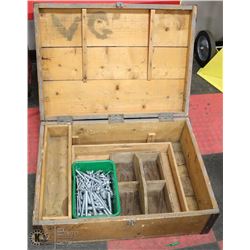 WOOD TOOL BOX WITH CONCRETE BOLTS