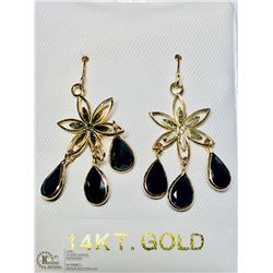 1) 14KT GOLD BLUE SAPPHIRE EARRINGS