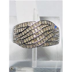 4) STERLING SILVER DIAMOND BAND RING