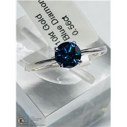 6) 10KT GOLD BLUE DIAMOND RING