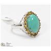 Image 1 : 16) STERLING SILVER TURQUOISE AND CITRINE RING