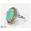 Image 2 : 16) STERLING SILVER TURQUOISE AND CITRINE RING