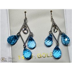 20) 14KT GOLD BLUE TOPAZ & SAPPHIRE EARRINGS